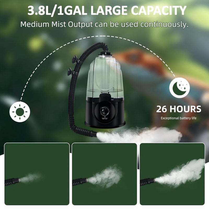 Coospider 3.8L Reptile Fogger Mister, Quiet Reptile Humidifier for Reptiles Tank, Terrarium Humidifiers with Extended Tube, Automatic Reptile Misting System for Reptiles Amphibians Herps Vivarium - Image 4
